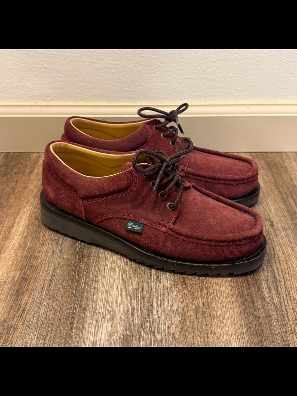 Paraboot RARE Thiers Burgundy Suede Derby Boat Shoes Michael Chambord